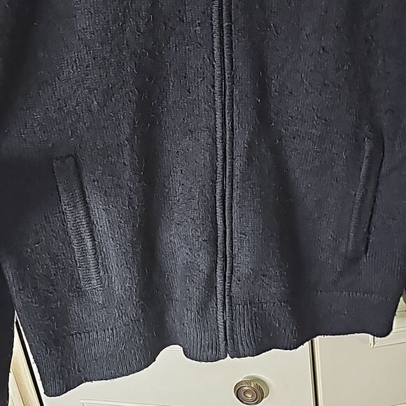 Express Cardigan Sweater Full Zip Black Size Large Front Slit Pockets Preppy - Picture 3 of 5